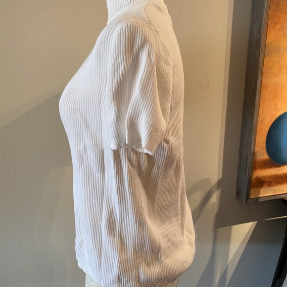 Marsh Landing Mock White Short Sleeve 100% Cotton Turtleneck Ribbed Shirt… - Picture 4 of 5